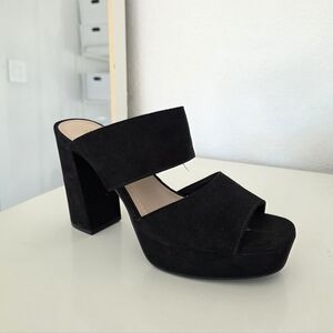 H&M Black suede mules with open toes